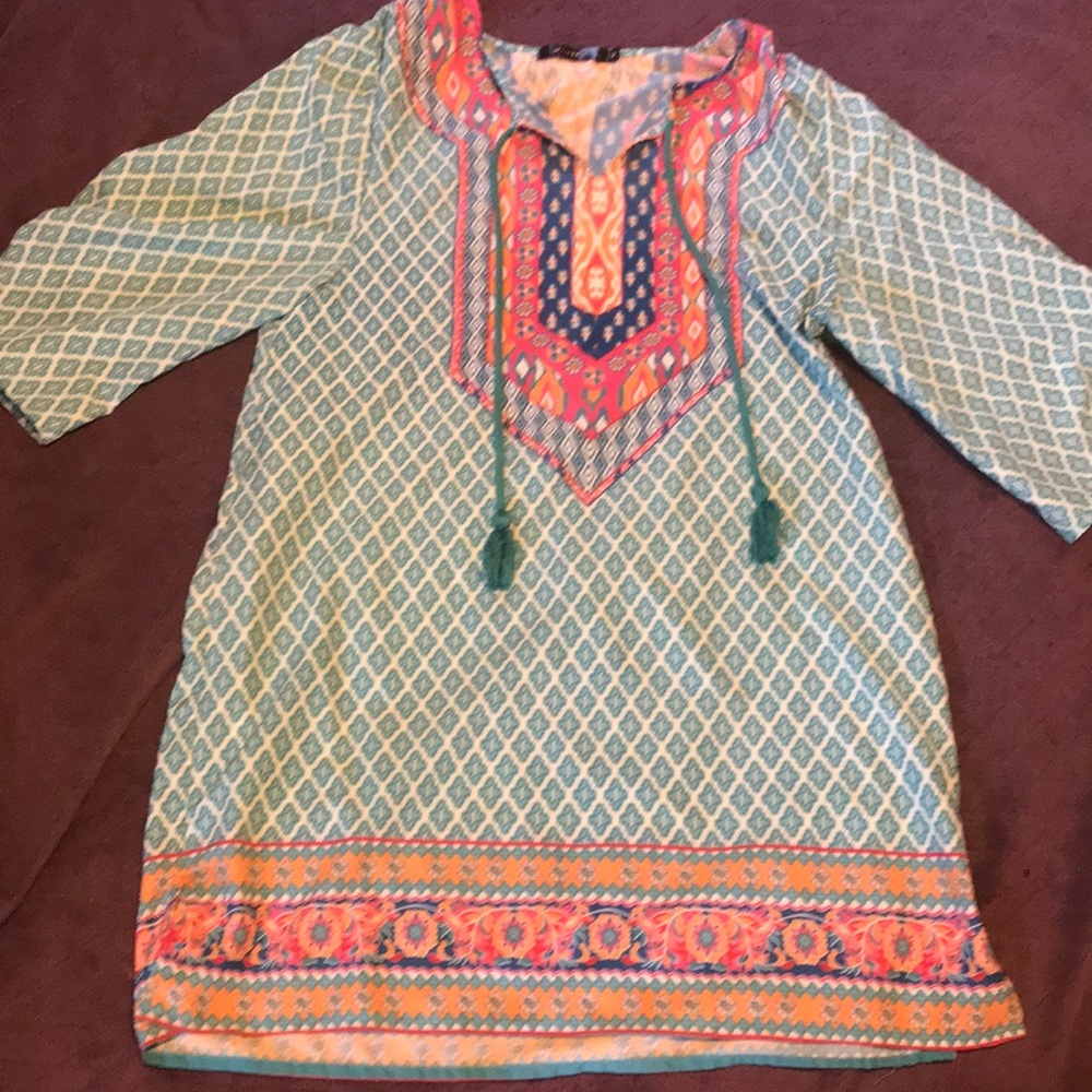 Teal, pink, peach beach coverup